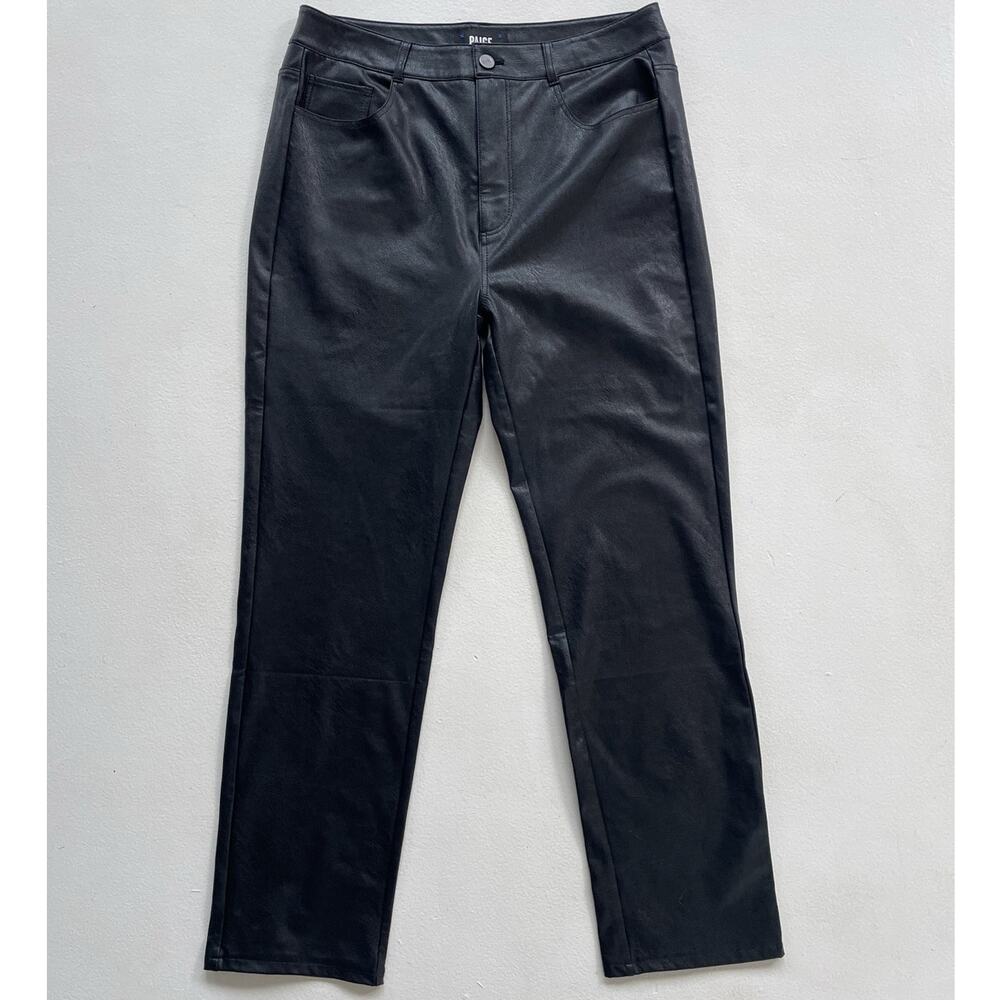 PAIGE Stella Straight Leg Black Faux Leather Pants Sz 30 Vegan Goth Glam